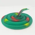 Highly realistic green rubber toy snake prank prop with coiled design and scale details - 120cm Cobra / Dark Green