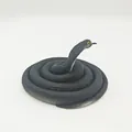 Realistic coiled black rubber snake toy animal model simulation prank prop for kids - 80cm Cobra / Black
