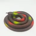 Realistic soft rubber coiled toy snake model decorated with green and red accents for prank. - 120cm Field Snake / Brown