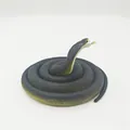 Realistic coiled black and yellow soft rubber toy snake cobra model for prank props - 80cm Cobra / Black Cyan