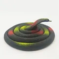 Realistic coiled rubber toy snake with vibrant red yellow and green markings for pranks - 120cm Cobra / Black Leopard Print