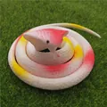 Realistic coiled cobra toy in white red and yellow soft rubber for pranks and decoration - 70cm Cobra / White Patterned