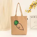 Detailed view of eco-friendly bark cork tote bag featuring a cute cartoon carrot illustration - Carrot Print Tote Bag