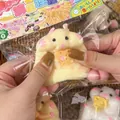Cute hamster squishy toy holding cheese, slow rebound decompression toy for stress relief - Flocked Hamster / 60.00g / Yellow