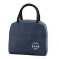 Marineblauwe geïsoleerde lunchtas met panda-patch en stevige oxford stoffen handvatten - Rijstaren Logo / Marineblauw