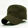 Classic unisex dark olive flat top military cap for outdoor travel sun protection - Army Green