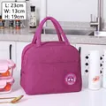 Grote geïsoleerde paarse oxford lunchtas met panda-logo, afmeting 23x13x19 cm - Rijstaren Logo / Rozerood