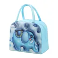 Lichtblauwe geïsoleerde lunchtas met schattige olifant cartoon print en handvat - 3D Puffy Elephant / Blauw