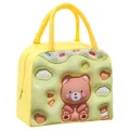 Gele geïsoleerde lunchtas met cartoonbeer van Oxford-stof voor school en picknick - 3D Brown Bear / Geel
