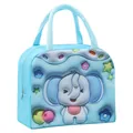 Blue insulated lunch bag featuring a 3D cartoon elephant design for school and office use - Blue Elephant Dopamine