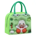 Geïsoleerde lunchtas in lichtgroen met een schattig cartoon eendje ontwerp voor school - 3D White Duck / Groen