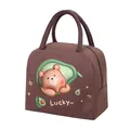 Leuke bruine geïsoleerde lunchtas met cartoonbeer en avocado-ontwerp - 3D Avocado Bear / koffiekleur