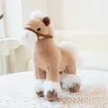 Realistic brown and white plush horse toy standing on a lace tablecloth - 25cm / Tan