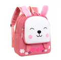 Linda mochila de conejo rosa para niños de guardería con diseño de estampado LOVE - Conejo Rojo Rosa