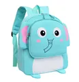 Bonita mochila azul claro con forma de elefante de dibujos animados para niños de 2-7 - Elefante Verde