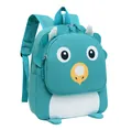 Mochila infantil verde azulado con diseño de pájaro y cuernos suaves para niños - Rinoceronte Verde
