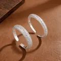 Elegante 925 Sterling Silber Ringe offen mit glitzernder mattierter Sternenstaub Textur - Einstellbar Offen / Breites Band (898JZ) / Silber