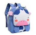 Linda mochila de vaca de dibujos animados para niños de preescolar, azul y blanco. - Vaca Azul