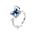 Blauwe vlinder spinner ring voor angstverlichting, verstelbare fidget ring - Vlinder ontwerp