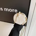 Mini monedero circular blanco para niños con elegante correa de hombro cadena oro - Blanco