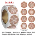 Bruine kraftpapier sneeuwvlok stickers, 1 inch ronde zelfklevende labels, 250 stuks - Donker Kraftpapier 3D Effect Sneeuwvlok (D-16-R3) / 250 Stuks/Pak