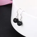 Elegant S925 silver hook earrings featuring sparkling black Shamballa crystal disco balls - 925 Silver / 8mm / Black