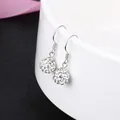 Elegant S925 sterling silver Shamballa drop earrings with sparkling pavé crystal spheres - 925 Silver / 8mm / White