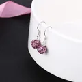 Elegant S925 sterling silver hook earrings featuring sparkling purple crystal ball pendants. - 925 Silver / 8mm / Purple