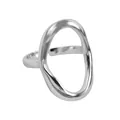 Minimalistischer unregelmäßiger geometrischer Ring in Silberoptik für modernen Modestil - Platinfarben J-0808 / Einstellbar Offen