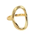 Minimalistischer goldener unregelmäßiger hohler ovaler offener Ring für Damen - Goldfarben J-0683 / Einstellbar Offen