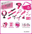 Kinder Friseursalon Spielset mit Spielzeugfön, Schere und Styling-Zubehör für Mädchen - Rosa-Schwarz Friseur-Set (58967)