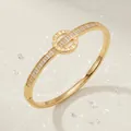 Luxury gold-plated copper bangle with Roman numerals and sparkling cubic zirconia accents - Gold Plain Circle Bangle BS-J5628G