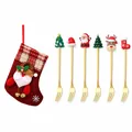 Christmas dessert fork set of 6 with festive stocking gift bag for holiday dining decor - Red Bag Type D Full Fork / Set of 6 / Gold