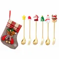 Christmas gold cutlery set with spoon fork and festive stocking bag for holiday gifts - Grey Bag Type C / 6-Piece Set / Gold