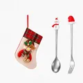 Christmas tableware set including stainless steel spoon, fork and mini snowman stocking - Pink Bag Snowman/Hat / Two-Piece Set / Silver