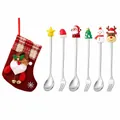 Christmas themed stainless steel spoon and fork set with festive stocking bag - Red Bag Type C / 6-Piece Set / Silver