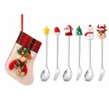 Christmas cutlery set with 3 spoons, 3 forks and stocking gift bag for holiday dining - Pink Bag Type C (3 Spoons & 3 Forks) / 6-Piece Set / Silver