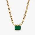 Collier en acier inoxydable doré avec pendentif émeraude verte carrée, bijou de naissance - Mai (Vert)
