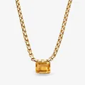 Élégant collier en acier inoxydable plaqué or 18 carats avec pendentif pierre jaune - Novembre (Jaune Topaze)