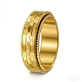 8mm gold-plated stainless steel spinner ring with hammered texture for men and women - Size 7 / Gold Hammered Pattern Spinner Style(JWR2071) / Gold