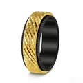 Punk style 8mm stainless steel rotatable mesh ring in vacuum gold and black finish - Size 7 / Two-tone Black Gold Mesh Spinner Style(JWR2070) / Black Ring with Gold Mesh Pattern