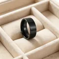 Minimalist 8mm black titanium steel flat-edge band ring for men and women - US 7 / Black