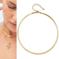 Elegant 18k gold plated stainless steel flat snake chain necklace choker jewelry for women - Necklace - Style N