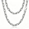 Schweres Armband aus Edelstahl mit breiten Gliedern in Silber für Damen und Herren - 8mm Geschweißte Gliederkette (Rechteckschnalle) / 18cm / Silber