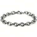 Classic silver stainless steel oval link chain bracelet with lobster clasp for men and women - 8mm O-Chain Lobster Clasp-23cm / Steel