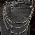 Triple-layered silver alloy hip-hop pant chain accessory for street style jeans - Triple Layer Silver-tone Pants Chain