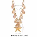 Dettaglio delle misure della collana stella marina con ciondoli conchiglia e corallo - Stile Stella Marina e Conchiglia Oro (N13438)