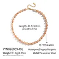 Detailed dimensions of natural stone necklace with golden stainless steel chain - Sunstone / Orange Pink (YYN026059-OG)