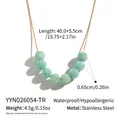 Détail du collier en acier inoxydable étanche avec des pierres naturelles vertes - Vert Clair (YYN026054-TR)
