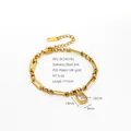 Gold-plated stainless steel chain bracelet featuring a rectangular clear zircon charm - Square (2419) / Gold